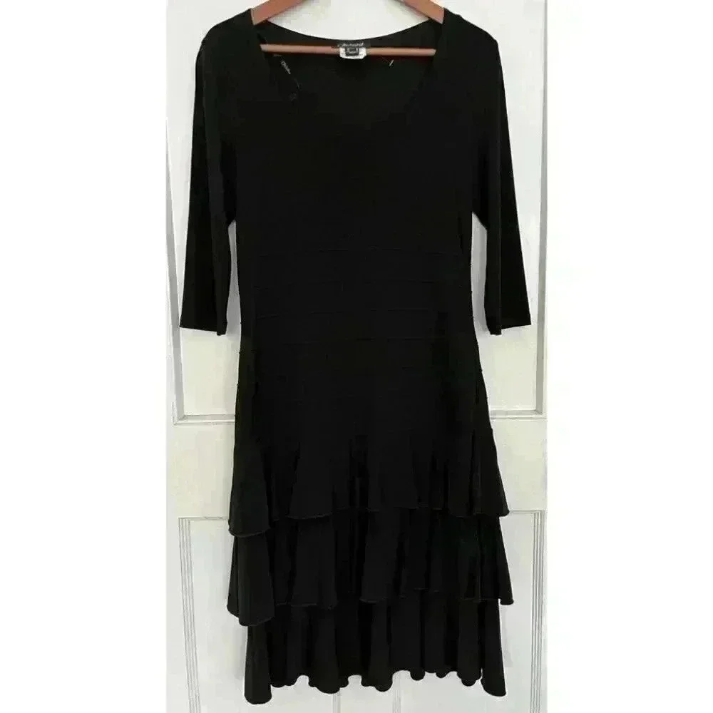 BNWT Nueva Black Tiered/ Ruffle Dress Size 8 - Picture 1 of 13